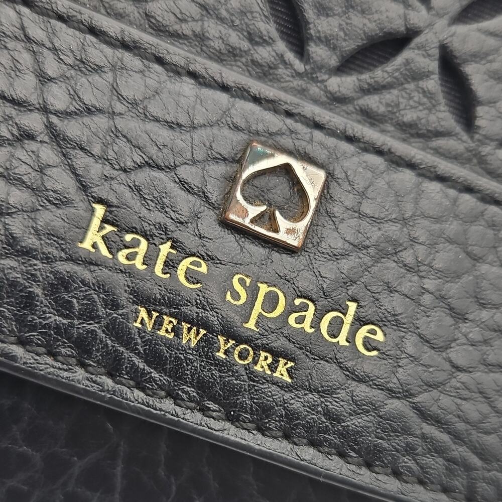 Kate Spade Perry Lane Greer Crossbody Black Pebbled Leather Bag Latice Laser Cut - Picture 2 of 12